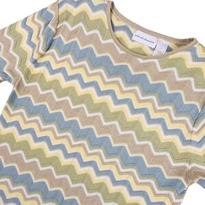 Alfred Dunner Mulitcolor Chevron Knit Short Sleeve Sweater Top Sz L Made in USA